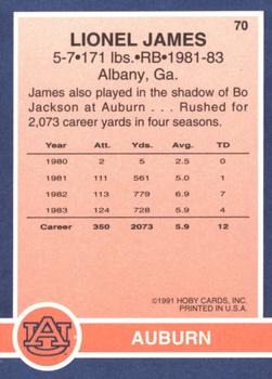 1991 Hoby Stars of the SEC #70 Lionel James Back