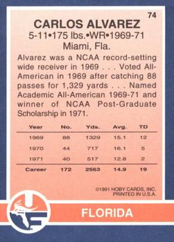 1991 Hoby Stars of the SEC #74 Carlos Alvarez Back
