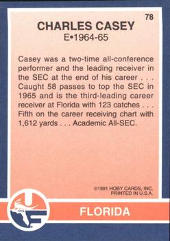 1991 Hoby Stars of the SEC #78 Charles Casey Back