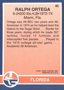 1991 Hoby Stars of the SEC #85 Ralph Ortega Back