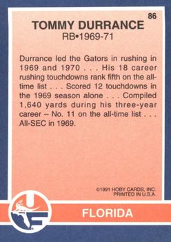 1991 Hoby Stars of the SEC #86 Tommy Durrance Back