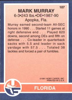 1991 Hoby Stars of the SEC #107 Mark Murray Back