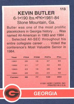 1991 Hoby Stars of the SEC #113 Kevin Butler Back