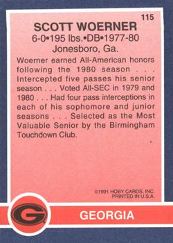 1991 Hoby Stars of the SEC #115 Scott Woerner Back