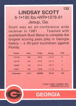 1991 Hoby Stars of the SEC #133 Lindsay Scott Back