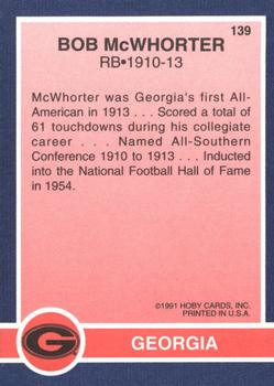 1991 Hoby Stars of the SEC #139 Bob McWhorter Back