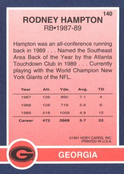 1991 Hoby Stars of the SEC #140 Rodney Hampton Back