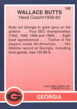 1991 Hoby Stars of the SEC #142 Wallace Butts Back