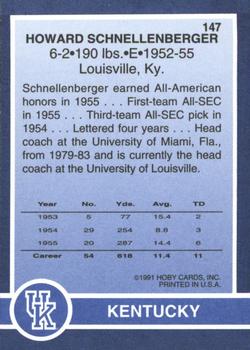 1991 Hoby Stars of the SEC #147 Howard Schnellenberger Back