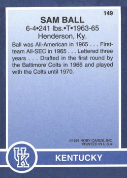 1991 Hoby Stars of the SEC #149 Sam Ball Back