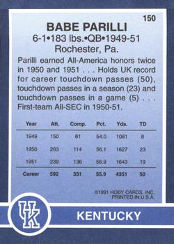 1991 Hoby Stars of the SEC #150 Babe Parilli Back