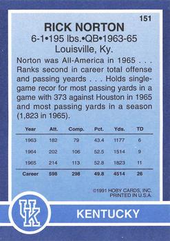 1991 Hoby Stars of the SEC #151 Rick Norton Back