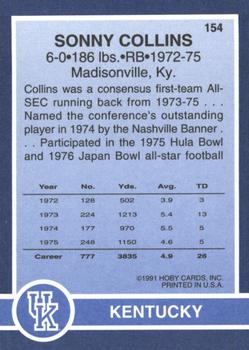 1991 Hoby Stars of the SEC #154 Sonny Collins Back
