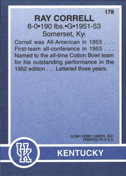 1991 Hoby Stars of the SEC #178 Ray Correll Back