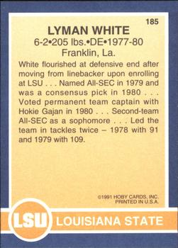 1991 Hoby Stars of the SEC #185 Lyman White Back
