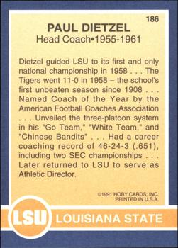 1991 Hoby Stars of the SEC #186 Paul Dietzel Back