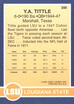 1991 Hoby Stars of the SEC #200 Y.A. Tittle Back