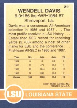 1991 Hoby Stars of the SEC #211 Wendell Davis Back