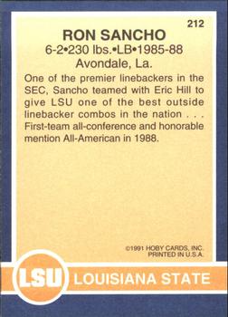 1991 Hoby Stars of the SEC #212 Ron Sancho Back