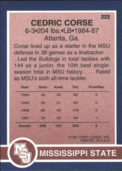 1991 Hoby Stars of the SEC #222 Cedric Corse Back