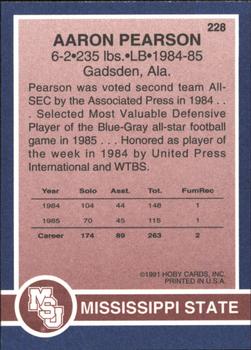 1991 Hoby Stars of the SEC #228 Aaron Pearson Back