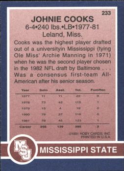 1991 Hoby Stars of the SEC #233 Johnie Cooks Back