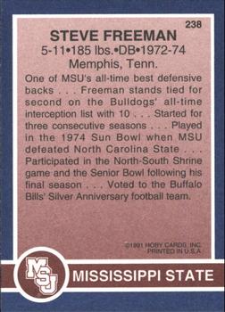 1991 Hoby Stars of the SEC #238 Steve Freeman Back
