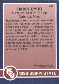 1991 Hoby Stars of the SEC #243 Ricky Byrd Back