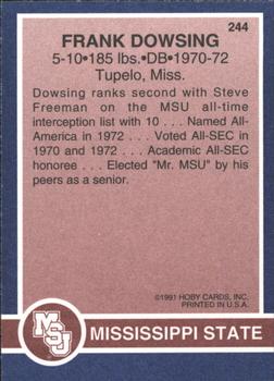 1991 Hoby Stars of the SEC #244 Frank Dowsing Back