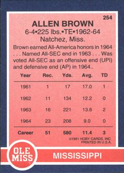 1991 Hoby Stars of the SEC #254 Allen Brown Back