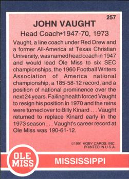 1991 Hoby Stars of the SEC #257 John Vaught Back