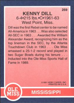 1991 Hoby Stars of the SEC #259 Kenny Dill Back