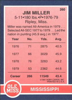 1991 Hoby Stars of the SEC #260 Jim Miller Back