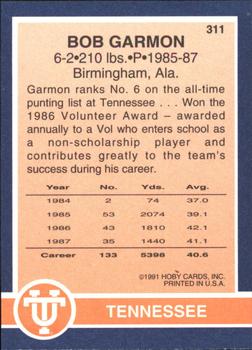 1991 Hoby Stars of the SEC #311 Bob Garmon Back