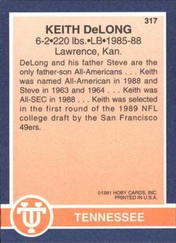 1991 Hoby Stars of the SEC #317 Keith DeLong Back