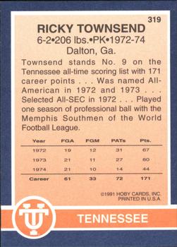 1991 Hoby Stars of the SEC #319 Ricky Townsend Back