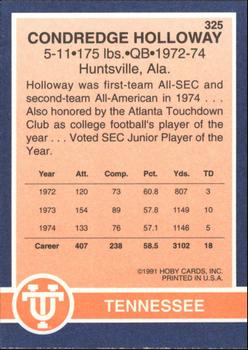 1991 Hoby Stars of the SEC #325a Condredge Holloway Back