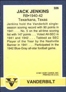 1991 Hoby Stars of the SEC #326b Jack Jenkins Back