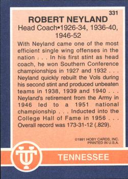 1991 Hoby Stars of the SEC #331a Robert Neyland Back