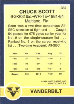 1991 Hoby Stars of the SEC #332b Chuck Scott Back
