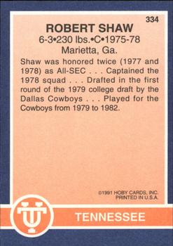 1991 Hoby Stars of the SEC #334a Robert Shaw Back