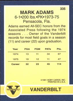 1991 Hoby Stars of the SEC #335 Mark Adams Back
