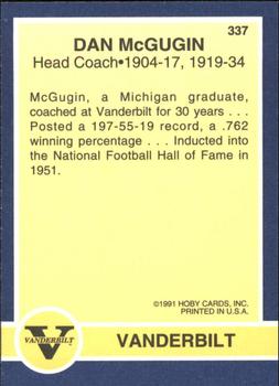 1991 Hoby Stars of the SEC #337 Dan McGugin Back