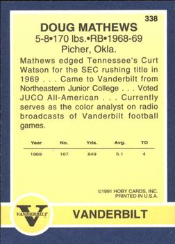 1991 Hoby Stars of the SEC #338 Doug Mathews Back