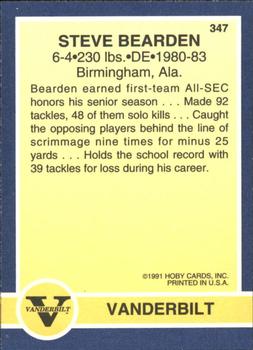 1991 Hoby Stars of the SEC #347 Steve Bearden Back