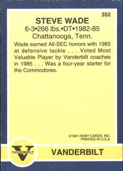 1991 Hoby Stars of the SEC #352 Steve Wade Back