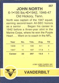 1991 Hoby Stars of the SEC #357 John North Back