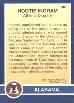 1991 Hoby Stars of the SEC #361 Hootie Ingram Back