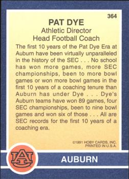 1991 Hoby Stars of the SEC #364 Pat Dye Back