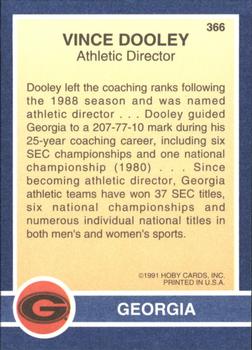 1991 Hoby Stars of the SEC #366 Vince Dooley Back